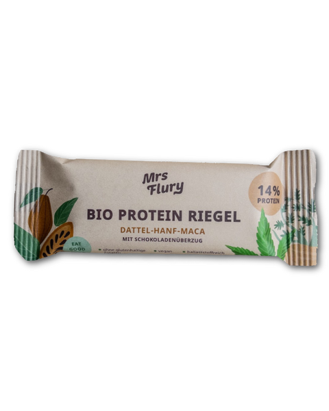 Bio Protein Riegel Hanf-Maca 14% Protein mit Schokoladenüberzug